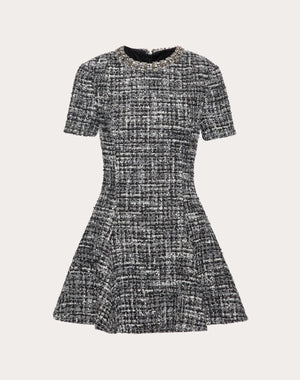 Abito Corto In Tweed Ricamato