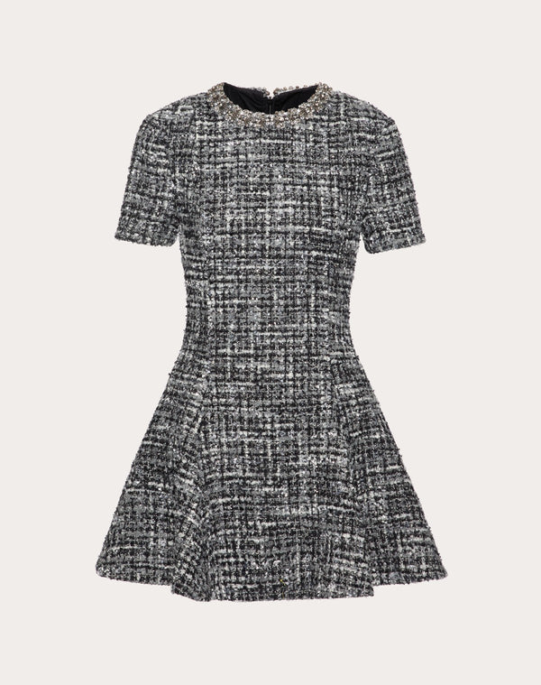Abito Corto In Tweed Ricamato