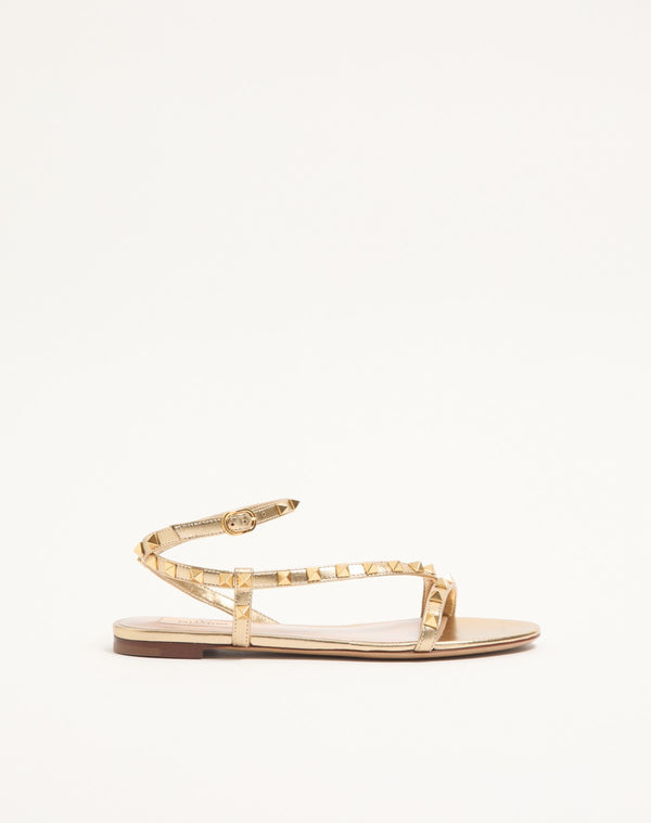 Sandalo Rockstud In Nappa Laminata