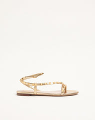 Sandalo Rockstud In Nappa Laminata