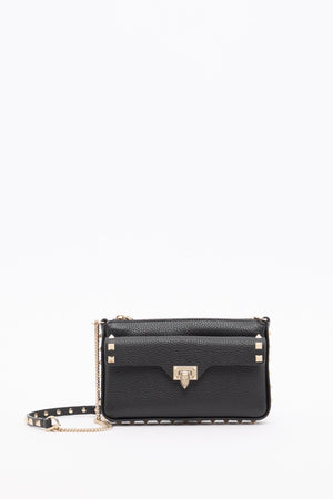 POUCH CON CATENA ROCKSTUD IN VITELLO GRANATO