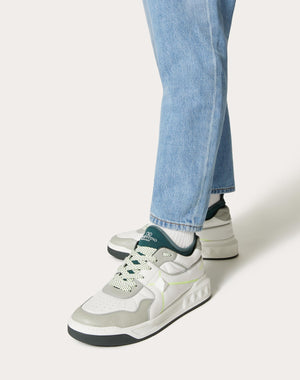 Sneaker Mid-Top One Stud In Nappa E Tessuto