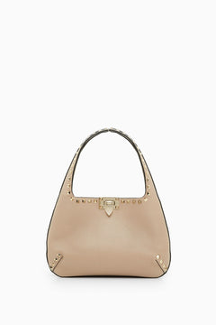 BORSA HOBO PICCOLA ROCKSTUD IN VITELLO GRANATO