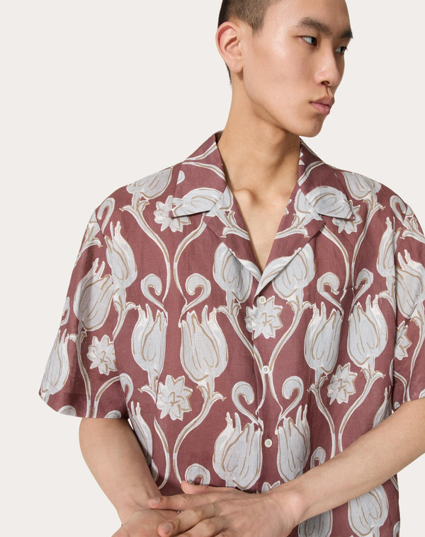 Camicia Da Bowling In Lino Con Stampa Metamorphos Tulips