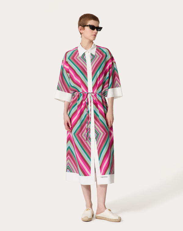 Abito Midi In Crepe De Chine Valentino Rhombus 75 Foulard 