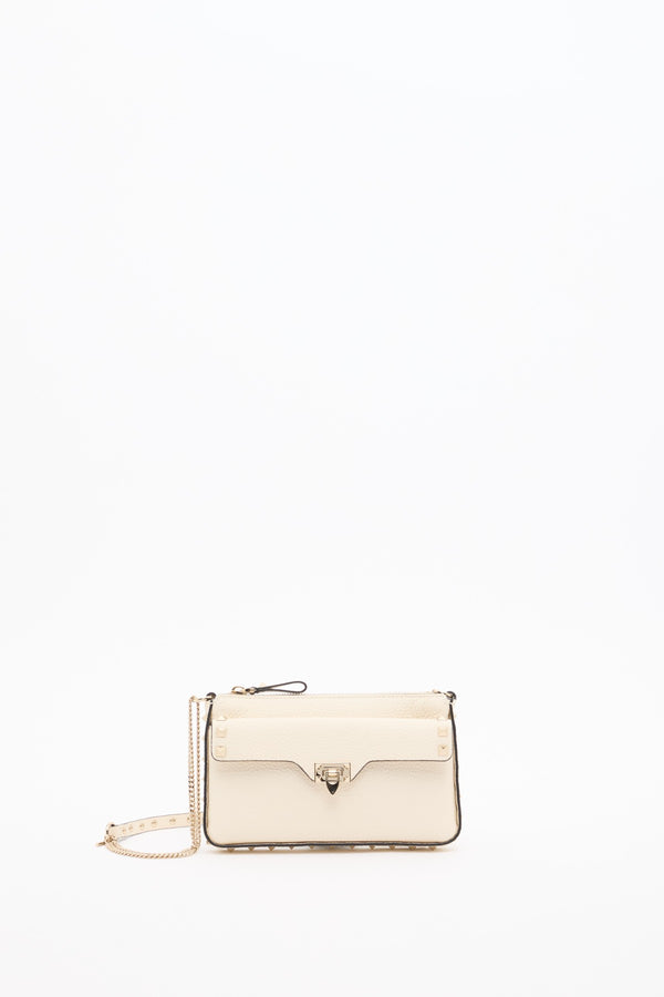 POUCH CON CATENA ROCKSTUD IN VITELLO GRANATO