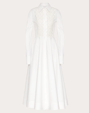 Chemisier  In Compact Popeline Ricamato 