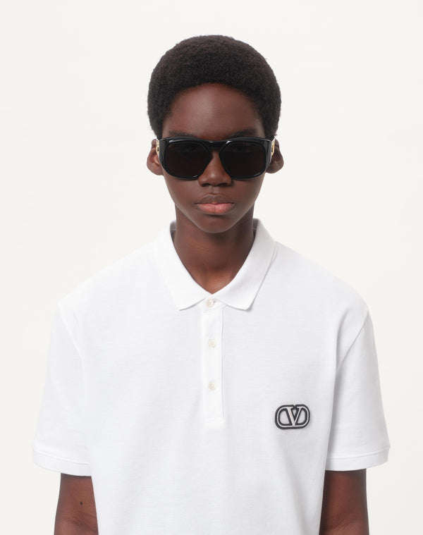Polo In Piquet Di Cotone Con Patch Vlogo Signature