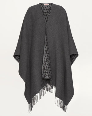 Poncho Double Toile Iconographe In Lana, Seta E Cachemire 