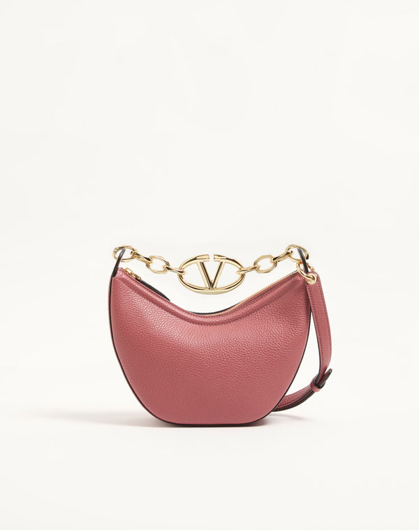 Mini Hobo Vlogo Moon Bag  In Vitello Granato Con Catena