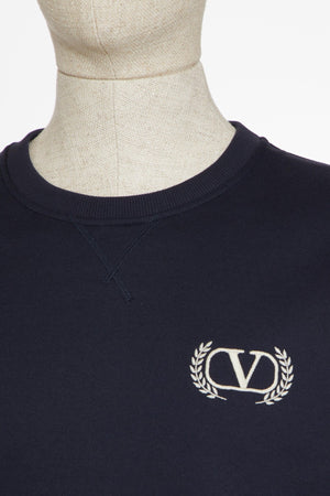 Felpa Girocollo In Cotone Con Ricamo Maison Valentino