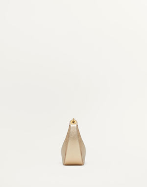 Mini Hobo Vlogo Moon Bag In Vitello Granato Metallizzato Con Catena