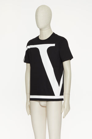 T-Shirt In Cotone Con V Logo Signature