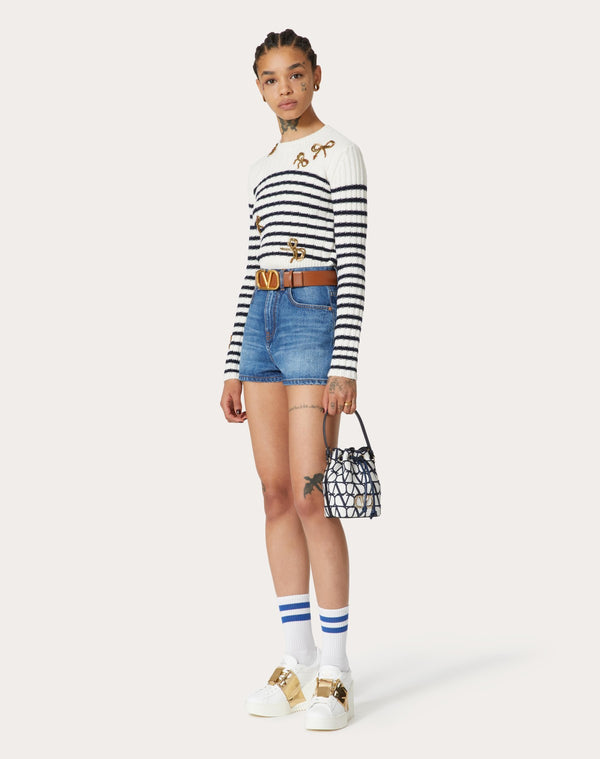 Mini Borsa A Secchiello Vlogo Signature In Cotone Toile Iconographe