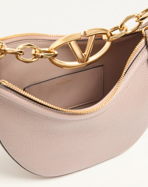 Mini Hobo Vlogo Moon Bag  In Vitello Granato Con Catena