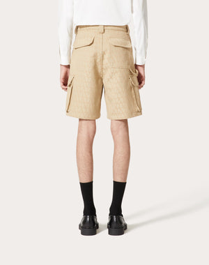 Bermuda Cargo In Cotone Pesante Con Motivo Toile Iconographe