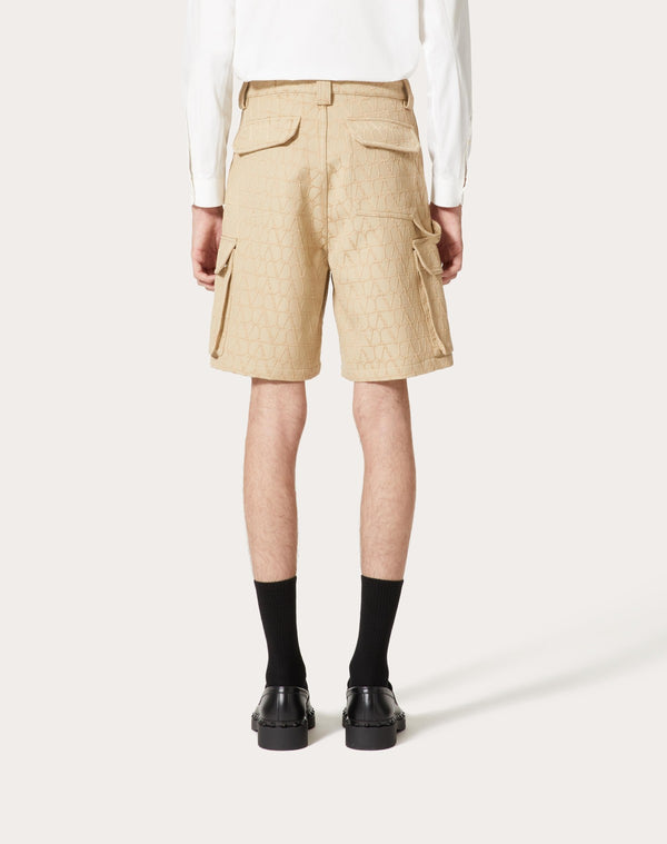 Bermuda Cargo In Cotone Pesante Con Motivo Toile Iconographe