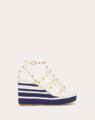 Sandalo Zeppa Rockstud Con Cinturini In Vitello 95Mm