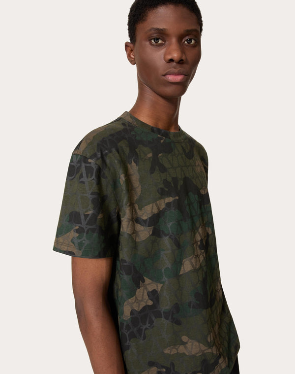 T-Shirt In Cotone Con Stampa Toile Iconographe Camouflage