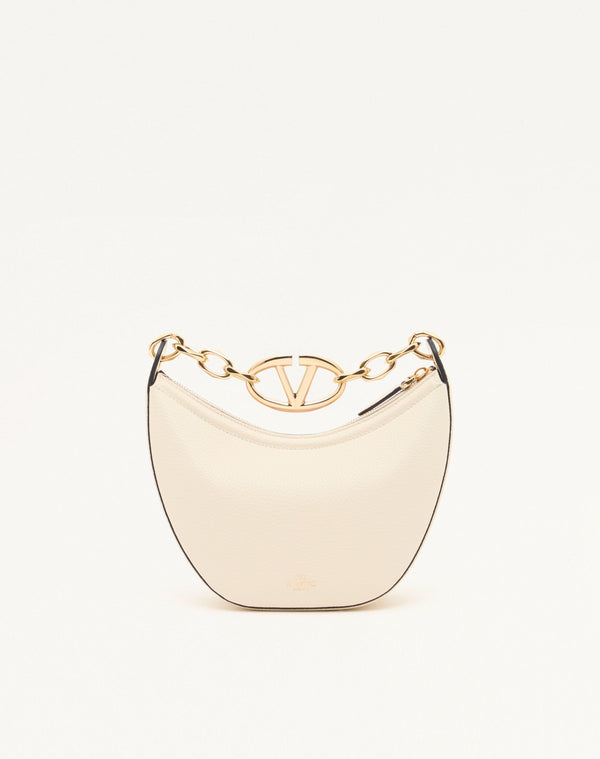 Mini Hobo Vlogo Moon Bag  In Vitello Granato Con Catena