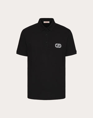 Polo In Piquet Di Cotone Con Patch Vlogo Signature