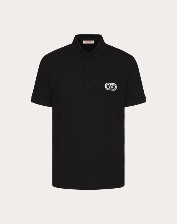 Polo In Piquet Di Cotone Con Patch Vlogo Signature