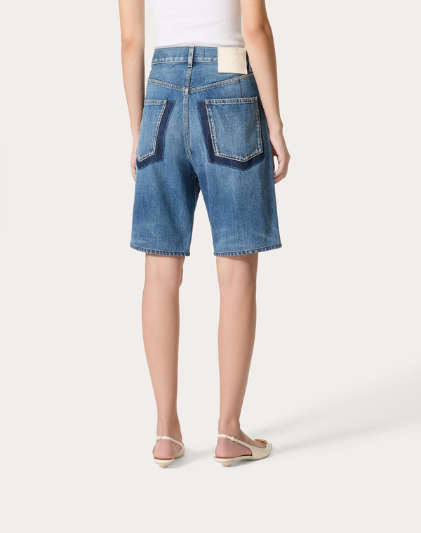 Bermuda In Medium Blue Denim Riserva 
