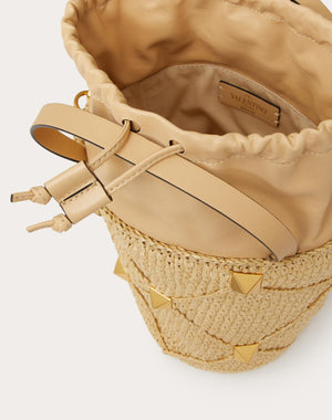 Borsa A Secchiello Roman Stud In Rafia