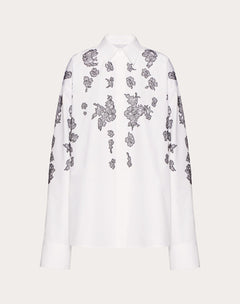 Camicia In Compact Popeline Ricamata