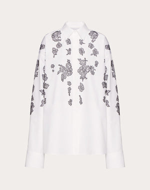 Camicia In Compact Popeline Ricamata