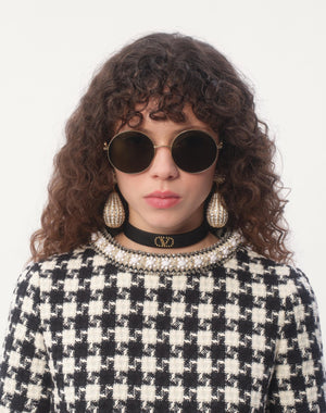 Choker Valentino Garavani Vlogo Signature In Pelle E Metallo