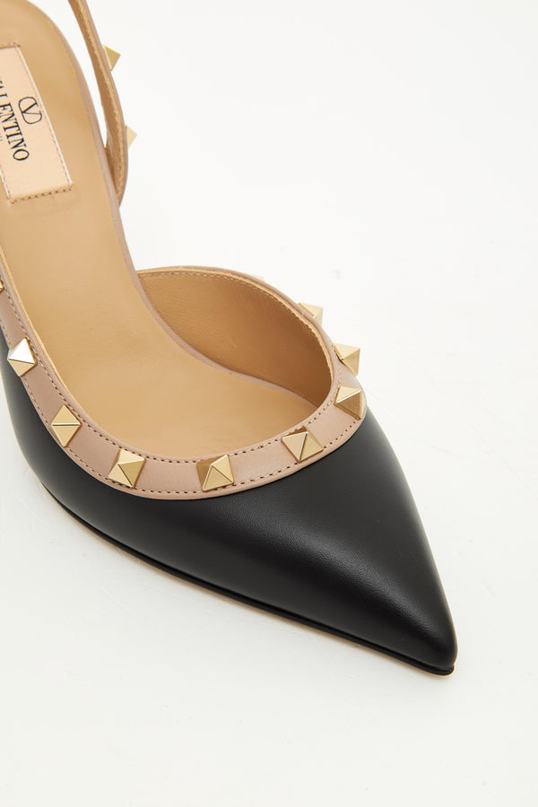 DÉCOLLETÉ SLINGBACK ROCKSTUD IN VITELLO 85MM