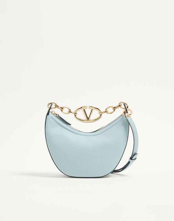 Mini Hobo Vlogo Moon Bag  In Vitello Granato Con Catena