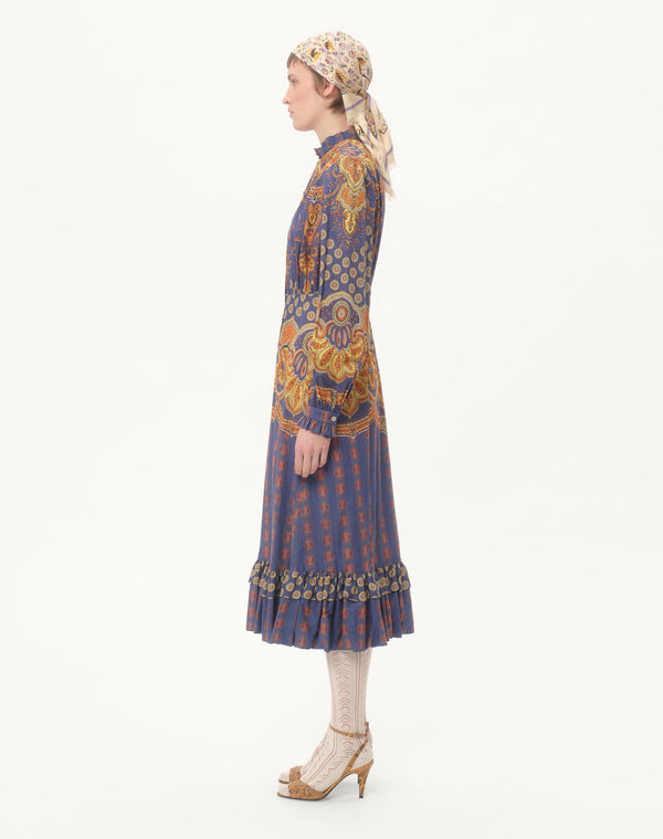 Abito midi in Mussola di Cotone stampato