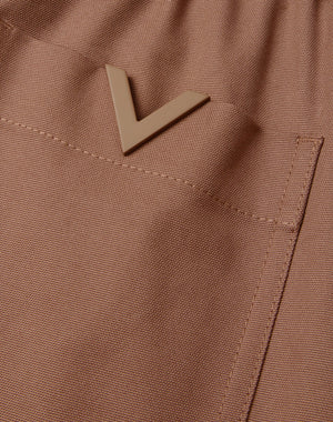 Pantalone In Canvas Di Cotone Stretch Con V Detail Gommata