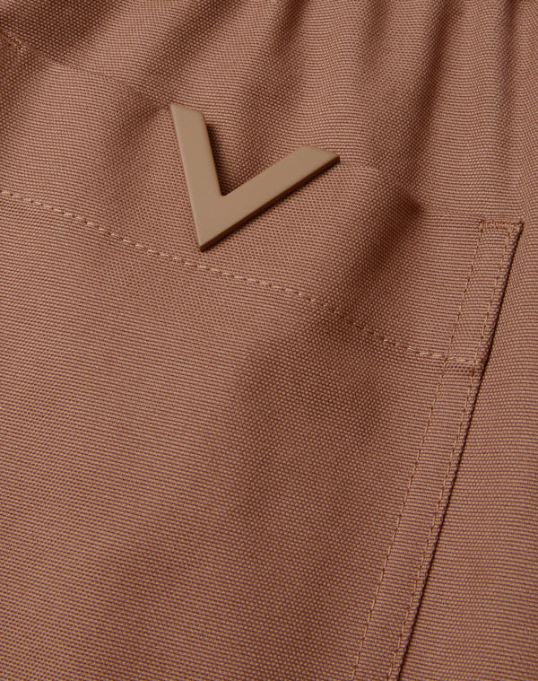 Pantalone In Canvas Di Cotone Stretch Con V Detail Gommata