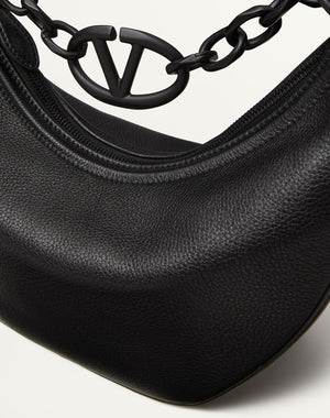 Hobo Piccola Vlogo Moon Bag In Vitello Granato Con Catena