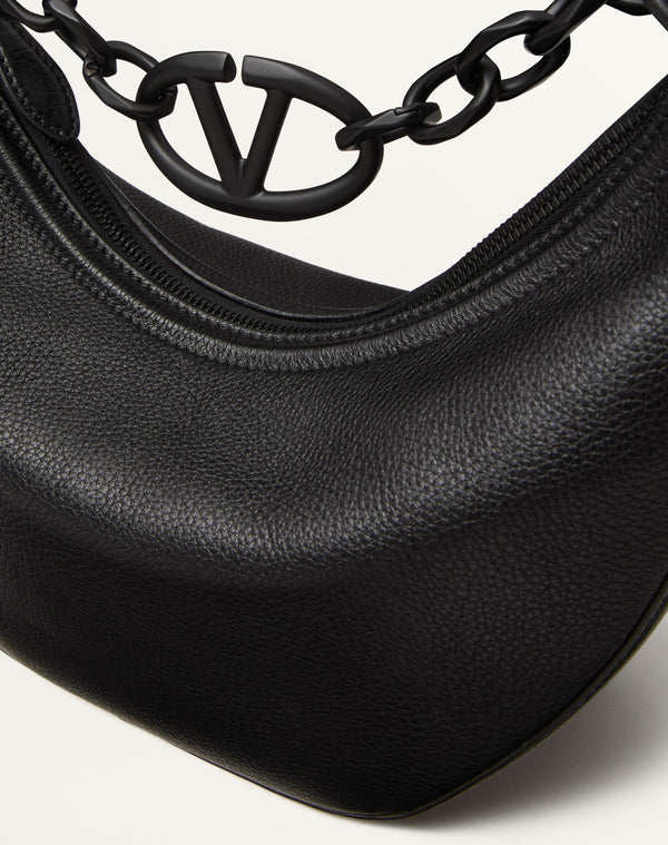 Hobo Piccola Vlogo Moon Bag In Vitello Granato Con Catena