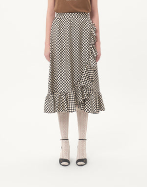 Gonna Midi In Twill Stampa Plus De Pois