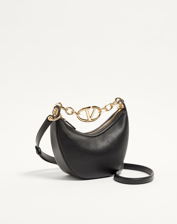 Mini Hobo Vlogo Moon Bag  In Vitello Granato Con Catena