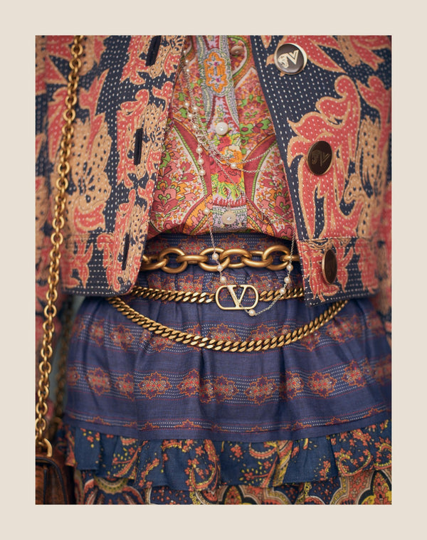 Gonna In Lino Paisley Medaglioni Voyage Imaginaire 