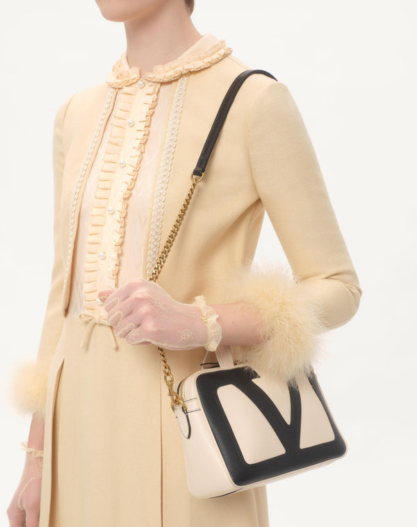 Abito Corto In Rustic Silk Con Piume