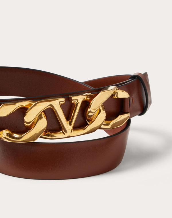 Cintura Vlogo Chain In Vitello Lucido 25 Mm