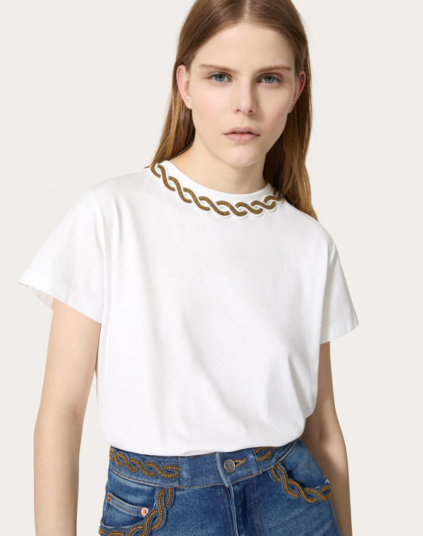 T-Shirt In Cotton Jersey Ricamata