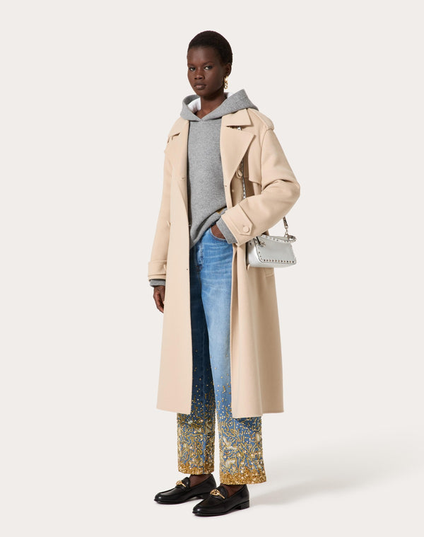 Borsa Piccola A Tracolla Rockstud In Vitello Granato Metallizzato 