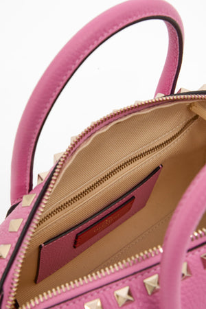 BORSA A MANO ROCKSTUD IN VITELLO GRANATO