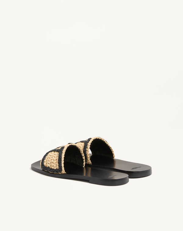 Sandalo Slide Viva Superstar In Rafia Con Ricamo Crochet 