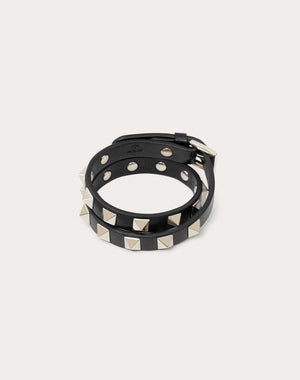 Bracciale Rockstud In Vitello A Doppio Giro