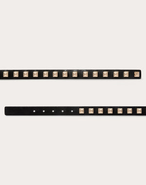 Cintura Rockstud In Vitello Lucido 15 Mm