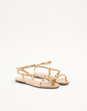 Sandalo Rockstud In Nappa Laminata